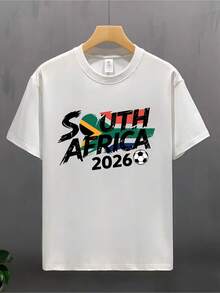 Camiseta South Africa 2026 Soccer: Moda unisex versátil para grandes y chicos. Tela suave, duradera y diseño moderno. ¡Demuestra tu pasión por el fútbol con este gran estilo! PVSG - Blanco - Ver 1