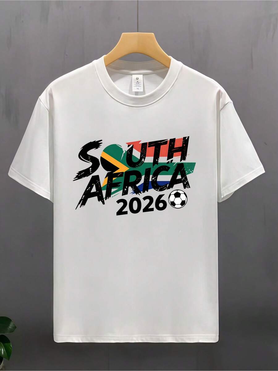 Camiseta South Africa 2026 Soccer: Moda unisex versátil para grandes y chicos. Tela suave, duradera y diseño moderno. ¡Demuestra tu pasión por el fútbol con este gran estilo! PVSG - Blanco - Ver 1