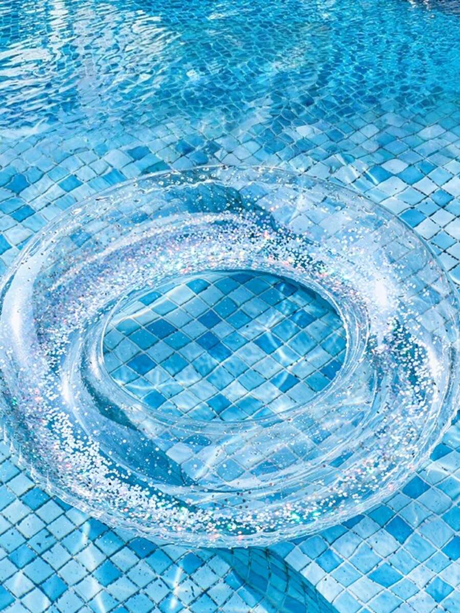 INS Colorful Transparent Adult Swim Ring With Sequins, Photo Prop, Armpit Float Ring, Inflatable Swim Ring - Multicolor - View 1