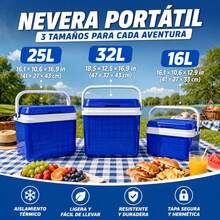 Portable Cooler 16L 25L 32L, Durable Plastic Body, Thermal Insulation, Lid With Reliable Locking Mechanism, Reinforced Handle, Compact Dimensions, Lightweight For Storing In The Car During Trips And Outdoor Activities - 藍色 - 查看 2