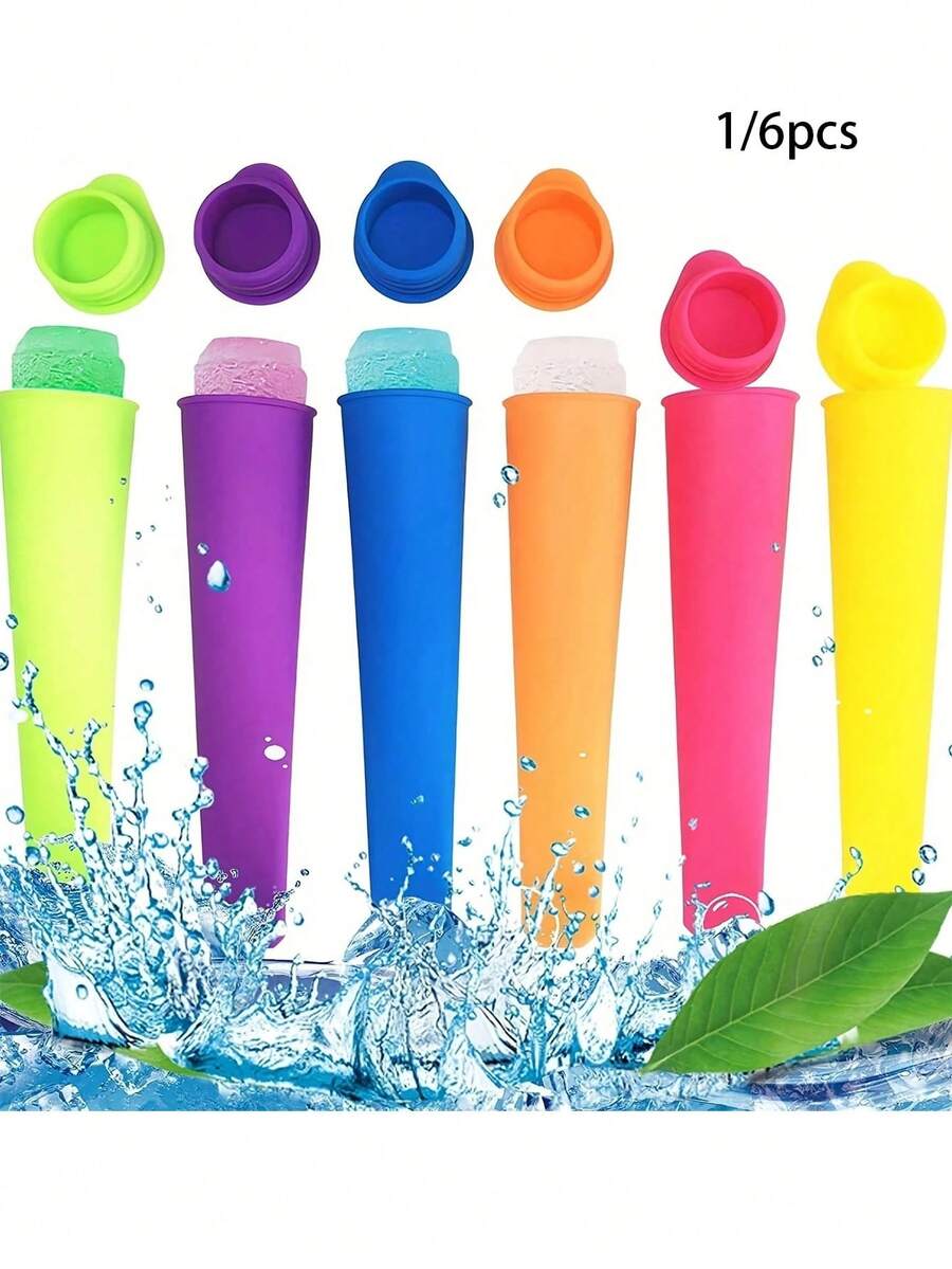 1/6pcs Reusable Silicone Popsicle Molds With Lids, Popsicle Maker For Making Popsicles, Yogurt Bars, Jelly, Kitchen Tool Accessories - Multicolor - View 1