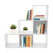 WANLECY Leiter Würfel Aufbewahrung Bücherregal - Holz L-förmige 3-Ebene Eckregel, umkehrbare 6-Würfel Organizer für Home & Office, weiß - Weiss - Übersicht 1