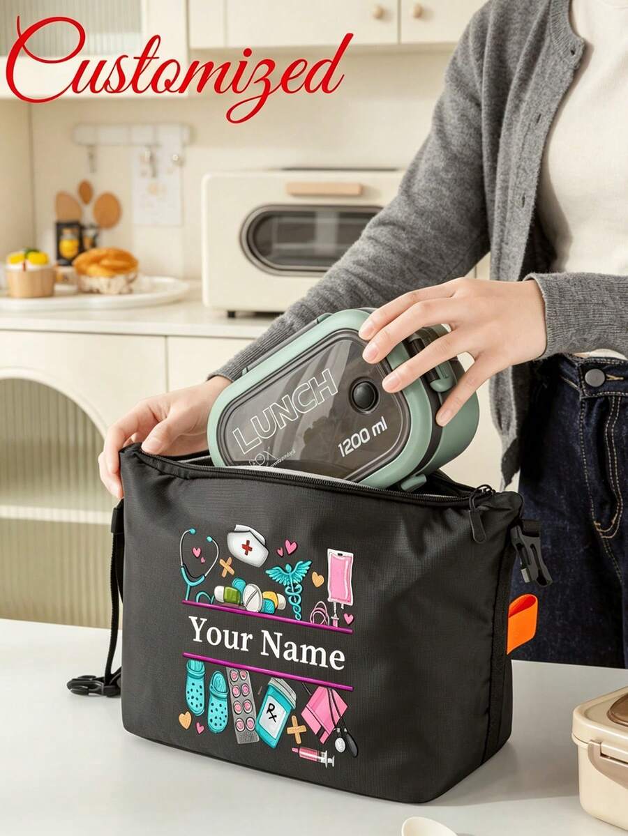Custom Pattern Printed Nurse Style Commuter Shoulder Bag - With Adjustable Strap, Designed For Professionals, Multifunctional Portable Bag; Durable And Sturdy, Can Store Work Equipment And Meet Daily Commute And Travel Needs, Perfect Personalized Gift For Healthcare Workers. - Multicolor - View 1
