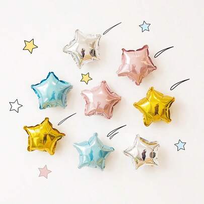 40pcs 5-Inch Mini Five-Pointed Star Foil Balloons, Star-Shaped Background Wall Decorations For 1st Birthday Party Scene Setup, Birthday Party Decor, Happy Birthday