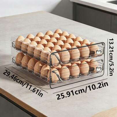 Una caja transparente de almacenamiento de huevos con capacidad para 60 / 40 / 30 huevos con una escala de fecha. Para refrigeradores y cocinas .Apilable