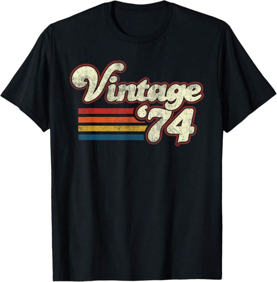 Vintage 174 Birthday Tee Shirts Gift Unisex T-Shirt - 黑色 - 查看 1