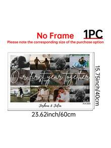 1pc Personalized Couple Anniversary Custom Poster, Suitable For Special Occasions Or Anniversary Celebrations, Custom Wall Art, Unforgettable Gift For Partner, 1st Anniversary Gift, Photo Customization, Customizable Content, Optional Frame - Multicolor - View 12