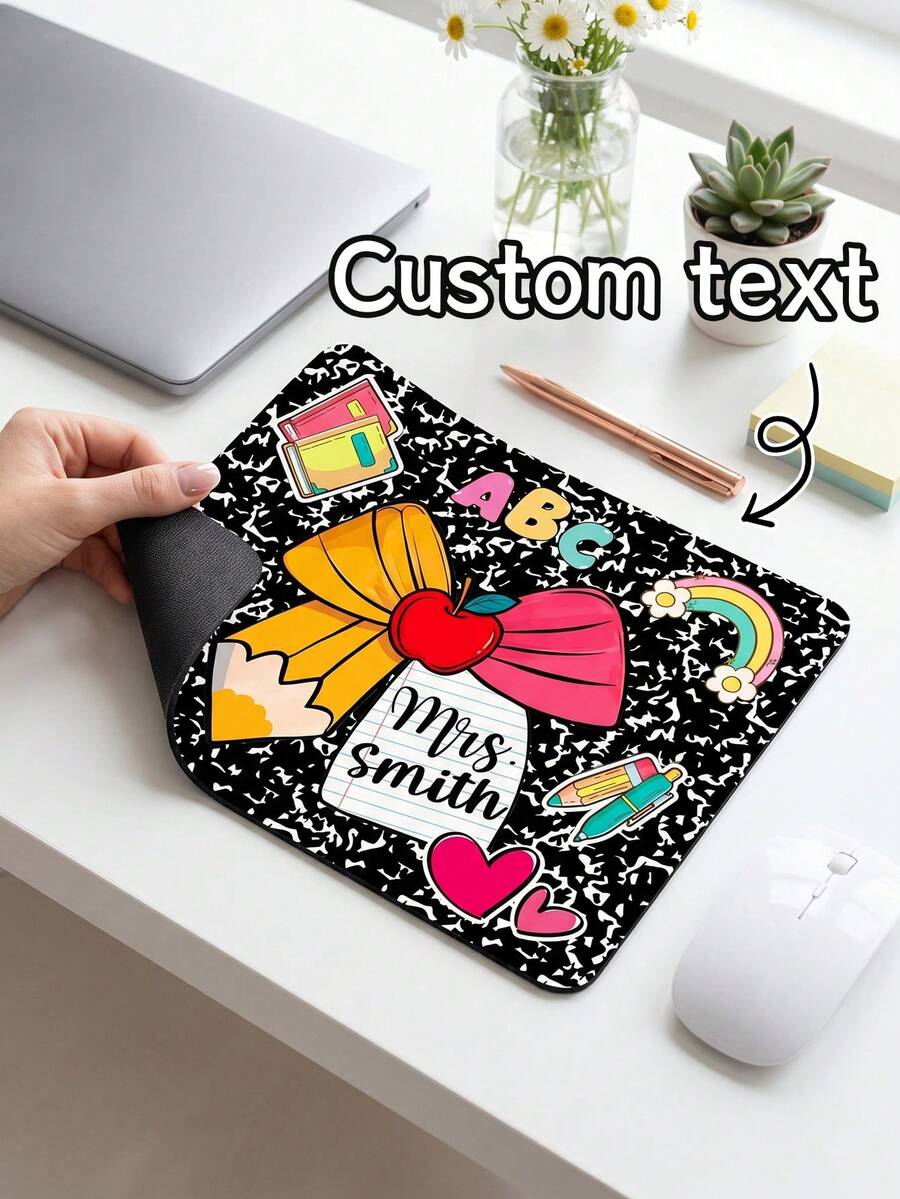1pc Custom Teacher Name Mouse Pad,Personalized Gift, Teacher Appreciation Gift, Back To School Gift, Thank You Gift,Desk Accessories,Office Computer Mousepad,Preschool Elementary Teacher Office Supply,Teacher First Of School Gift - Multicolor - View 1