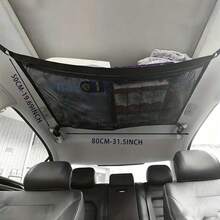 1pc Car Roof Storage Mesh Pocket, Elastic Hanging Bag, Car Interior Organizer Bag, Travel Supplies Storage Bag - A - View 3