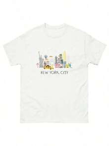 1pack1 pieza 100% algodón camisetas divertidas camiseta de la ciudad de Nueva York, camiseta para amantes de Nueva York 100% algodónsoft - Blanco - Ver 1