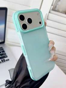 1 pieza Funda de teléfono fluorescente semitransparente mate, compatible con iPhone 17 16 15 14 13 12 11 Pro Max Plus Air, a prueba de caídas, estilo minimalista con tono de color macaron, aporta una textura premium - verde menta - View 4