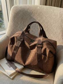 New Fashion Travel Bag, Single Color Minimalist Niche Design With Sequins, Elegant, Popular And Cool, Suitable For Short Trips, Fitness, With Separate Shoe Compartment. - 杏色 - 查看 1