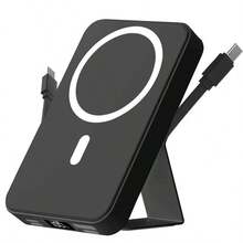 GAWFOLK Fast Charging Portable Power Source 22.5W Magnetic Power Bank 10000mAh Wireless Charging Compatible With MagSafe Adjustable Stand Portable External Battery For Mobile Phones And Electronic Devices Graduation Gift Memorial Day - Newly Upgraded Magnetic Power Bank, 1W MAh (with Stand and Two Power Cords) - View 1