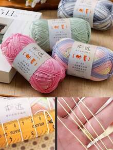 3pcs Gradient Dye Lace Yarn, Bamboo Fiber Yarn Breathable Crochet Yarn, Summer Linen Blend Medium Fine Bamboo Charcoal Thread, Soft Knitting Yarn For Scarves, Cardigans, Autumn Summer Tops, Hats, Sweaters & Shawls DIY Craft Christmas Decoration - Multicolor - View 3