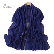 1 Piece Solid Color Rhinestone Chiffon Hijab, Elegant Faux Rhinestone Headscarf, Sunscreen Shawl For Women, Ideal For Dresses. - Camel - View 1