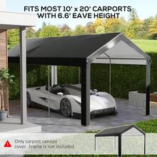 Outsunny 10 X 20ft Carport Roof, UV Resistant Canopy Replacement, Fits 84C-378V00 And 84C-206 Series, Dark Gray-XY105072 - 84C-447V00CG - View 4