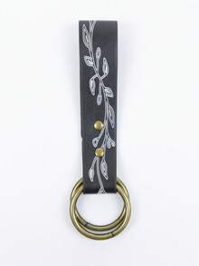 1pc Medieval Double Ring Skirt Hike Renaissance Waistband Accessory PU Leather Leaf-Print Clips For Dress Pirate Belt Vintage Costume - A - View 12