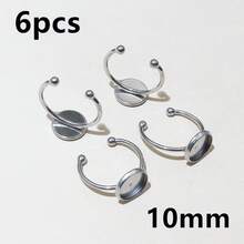 6pcs 6-25mm Inner Size Stainless Steel Adjustable Ring Blank Base Tray Fit 6-20mm Glass Cabochons DIY Rings Settings Accessories - Silver Gray - View 13