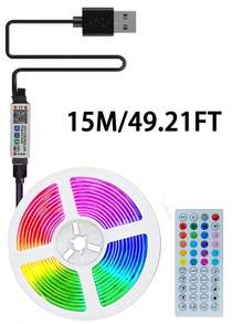 1件裝智慧LED燈條 5050高品質RGB變色燈棒 App控制 44鍵遙控器 音樂同步 適用居家裝飾、臥室、廚房、電視、節日派對、聖誕節 - RGB - 查看 16