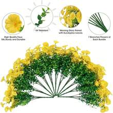 2pcs Artificial Morning Glory, Suitable For DIY, Office Decor, Mother's Day, Birthday And Valentine's Day Gifts, Room Decor, Home Beautification, Autumn Decor, Bedroom Decor, Wedding Decor, Garden Landscape, Outdoor Decor - Yellow - View 3
