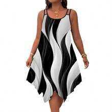 Women's Casual Dress, Loose Fit And Color Block Print - 綠色 - 查看 5