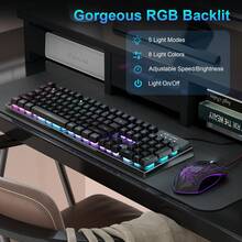 Gaming Keyboard And Mouse Combo, K1 LED Rainbow Backlit Keyboard, 104 Keys, Compatible With Computer/PC/Laptop (Black) - Black - View 3