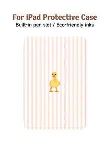 1pc Pink Striped Duck Pattern, Compatible With IPad (A16) 11 Inch 11th Gen 2025/10th Gen / 10.2 Inch, Suitable For Kindle NK 11/Kindle Youth Edition/Kindle Paperwhite 5, Kindle 2024 Protective Case, With Auto Wake/Sleep Function, Lightweight And Convenient, Romantic Gift - Multicolor - View 3