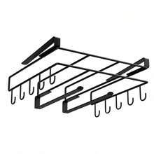 Porta Tablas de Cortar Colgante (25.8*24.8*12.3CM) – Organizador de Cocina para Tablas, Tapas de Ollas y Bandejas, Almacenamiento Bajo Armario para Papel Aluminio/Film Plástico - negro b - Ver 8