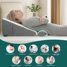 TAIMASI Wedge Pillow With Extra Bolster, Bed Wedge Pillow For Sleep Apnea, Acid Reflux Relief, Back Pain, After Surgery, 30 Degree Triangle Pillow For Sleeping Foam Wedge Cushion For Headboard Christmas Thanksgiving Bedroom Sleep Support Body Rest - Light Grey - View 3