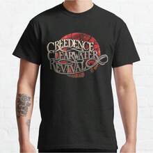 Creedence Clearwater Revival Classic T-Shirt John Fogerty CCR Country Rock Music - 黑色 - 查看 1