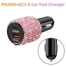 1pc Dual USB Car Charger, Handmade Sparkling Crystal Diamond Car Decor, 5V Fast Charging Adapter, Compatible With Android/Smartphones - Multicolor - View 4