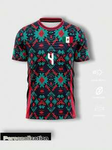 Camiseta deportiva blanca con rayas gráficas verdes, estampado de número, tela de malla ligera, ropa de hincha para encuentros de fútbol, estilo urbano retro adecuada para uso diario - Color mixto 1 - Ver 1