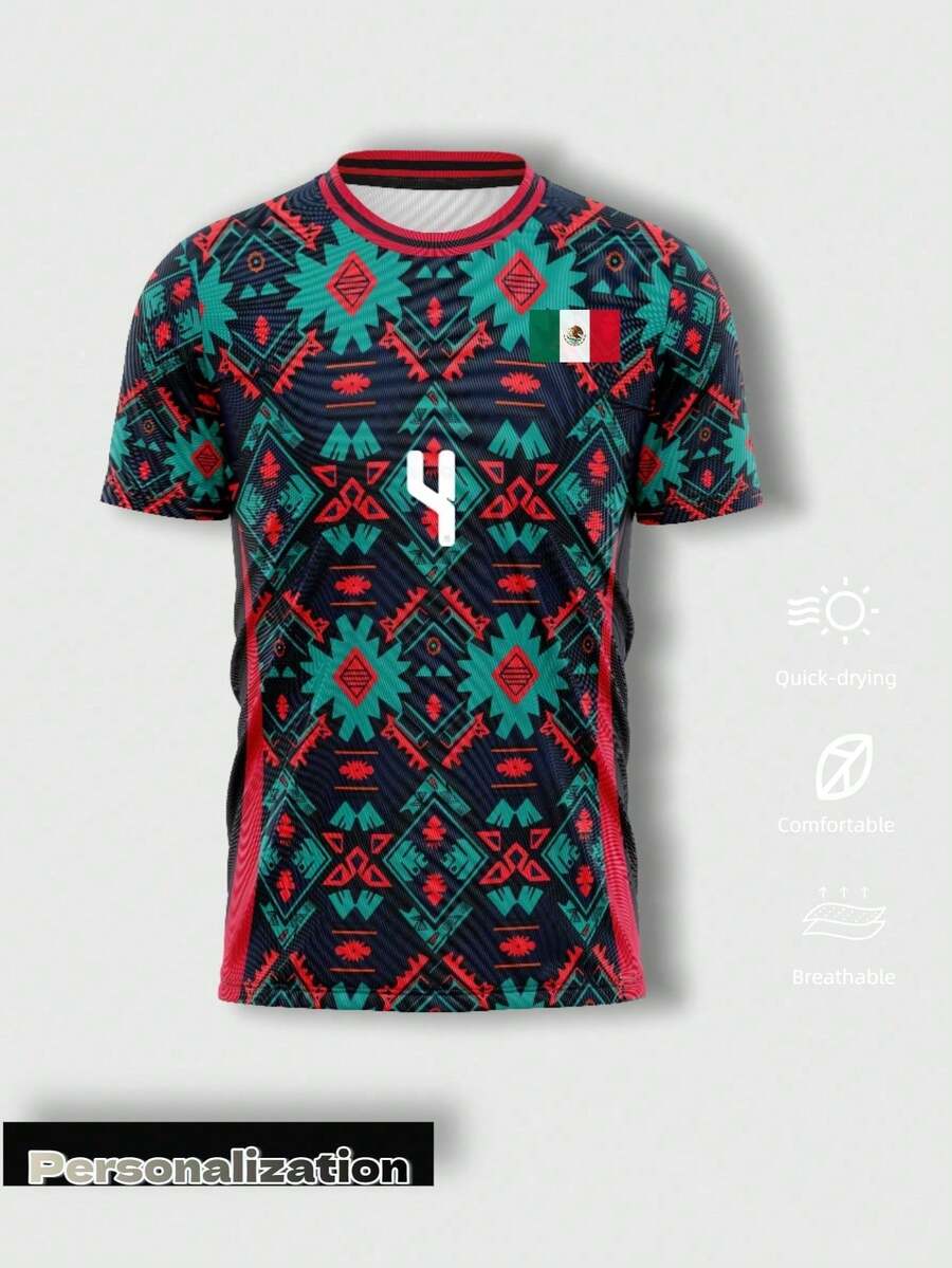Camiseta deportiva blanca con rayas gráficas verdes, estampado de número, tela de malla ligera, ropa de hincha para encuentros de fútbol, estilo urbano retro adecuada para uso diario - Color mixto 1 - Ver 1