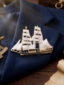 Broches de velero de esmalte de lujo - Alfileres de vehículo elegantes para mujeres unisex accesorios de joyería casual para fiestas / Regalos para amigos insignias decoración - velero - Ver 17