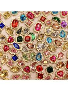 Mix 50 Colorful Hand Sewn Diamond Claws, Rhinestones, Clothing, Shoes, Hats, Bags, DIY Materials, Jewelry Accessories - Multicolor - View 2