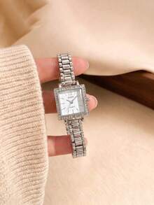 LIANDU Women's Watch New Style Rhinestone Inlaid Case Mixed Dial Design Elegant Fashion Quartz Watch Daily Wear Back To School Timekeeping Birthday Gift Also Ideal For Yourself Or Friends - Silver - View 3