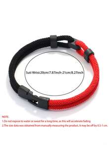 1Pc Two Tone Braided Rope Bracelet, Minimalist Infinity Knot Wristband With Black Easy Hook, Casual Fashion Hand Jewelry Gift For Men Women Daily Wear - 4mm Two-color Bracelet - View 2