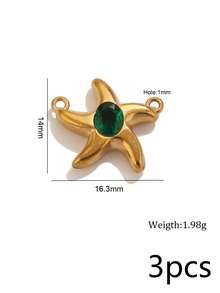 3Pcs 304 Stainless Steel 18K Gold Plated Colorful Rhinestone Marine Life Pendants DIY Handmade Jewelry Accessories/Waterproof And Fade-Resistant - Basket - View 9