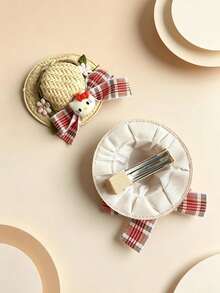 2PCS Mini Floral Wreath Straw Hat Sanrio Hair Clips, Suitable For Vacation Outfit, Clothing Matching, Doll Decoration, Figurine Matching Decoration Hair Accessories - Multicolor - View 9