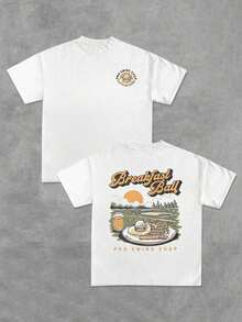 Camiseta única Breakfast Ball% Poliéster 220g impresión doble cara, estilo divertido para amantes del, moda verano - Blanco - Ver 1