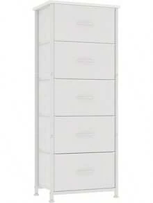 Commode en tissu CAIYUN, meuble à 5 tiroirs, commode de couloir en tissu, avec compartiment de rangement en tissu pour salon, chambre, nurserie, blanc VKT9 - Noir - Voir 9