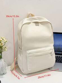 Fashion Solid Color Backpack, Multi-Functional Large Capacity Casual Commute Backpack (Unisex/Student Suitable) With Laptop Compartment, Back To School Essential - Multicolor - View 12