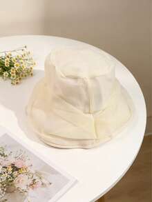 1 pieza Nuevo sombrero de cubo de hilo de nube plisado para mujer, elegante y versátil, sombrero de sol de moda para verano, protección solar para viajes al aire libre, sombrero de cubo, sombreros, artículos esenciales para vacaciones, sombrero de cubo, sombreros para mujer - multicolor - Ver 7