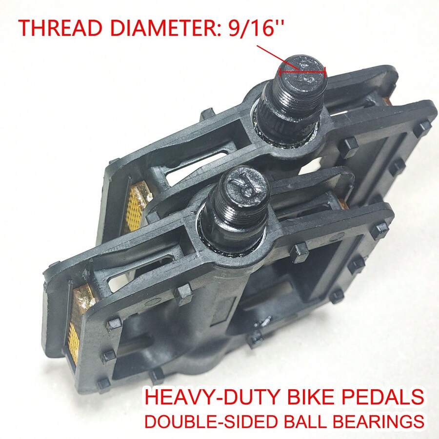 CCNPCS Wide Bicycle Pedals, 9/16'' British Thread, Thread Diameter Approx. 14mm - Black - View 1