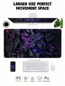 1pc Cyberpunk Large Keyboard & Mouse Pad | Waterproof, Non-Slip, Wear-Resistant Rubber Base | High-Definition 3D Print, Fade-Resistant | Suitable For Gaming, Desktop, Laptop, Desk Decor | E-Sports, Office, Student Tech Desktop Accessory | 4 Sizes Available (S/M/L/XL) - A - View 7