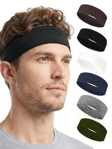 Men's Solid Color Sweatband, Absorbent Headband, Men's Head Accessory Football Headband, Baseball Accessory, Unisex Gift - Multicolor - View 1