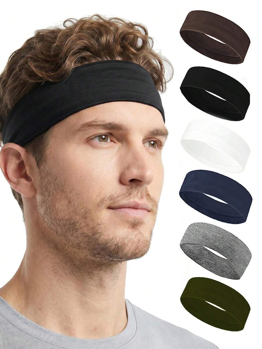 Men's Solid Color Sweatband, Absorbent Headband, Men's Head Accessory Football Headband, Baseball Accessory, Unisex Gift - Multicolor - View 1