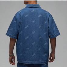 Nike/Jordan Flight Men's Denim Casual Short Sleeve Shirt FN4654-436 - Navy Blue - View 3