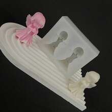 1 pieza Molde de silicona 3D con forma de ángel, adecuado para manualidades DIY hechas a mano: perfecto para hacer jabón, arcilla, etc. - Gris claro - Ver 3