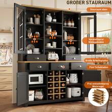 Multifunctional Cabinet With Anti-Tip Lock, Stand Cabinet For Kitchen And Living Room With Glass - 黑色 - 查看 10